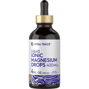 Liquid Ionic Magnesium 400 mg | 4 oz | Vegetarian, Non-GMO & Gluten Free Supplement | Vital Trace by Carlyle