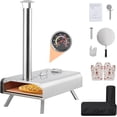 thumbnail image 1 of Outdoor 12-pulgada portable wood pellet pizza oven stainless steel pizza maker grill con pizza stone peel thermometer carry bag y foldable legs-lightweight backyard camping & outdoor use, 1 of 6