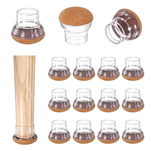 Uxcell 16-Pack Protectores de Piso para Patas de Silla, Copas de Silicona Redondas de 1"-1.25" Almohadillas de Muebles de Fieltro para Pisos de Madera/Pisos de Baldosas, Cubiertas para Patas de Silla