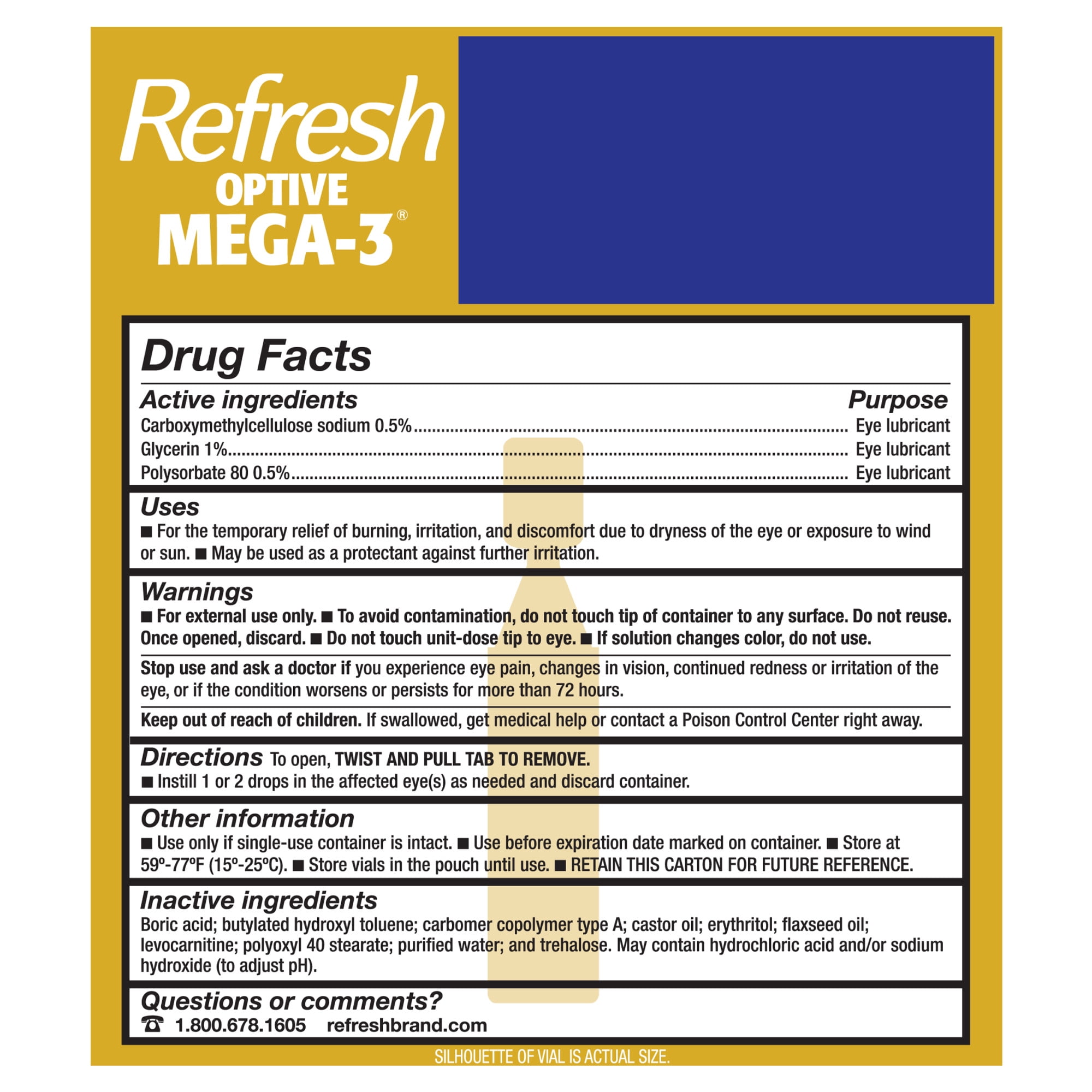 Refresh optive mega 3 lubricant eye drops preservative free tears 0 4