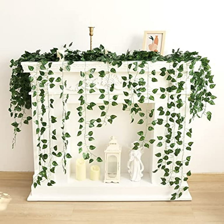 Artificial Ivy Green Garland, Fake Vine Hanging Plant Background Suitable  for Room Bedroom Wall Decoration, Green Leaves for Jungle Theme Party  Wedding Decoration 
