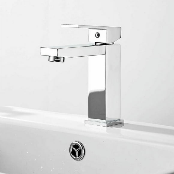 Brass Bathroom Faucet, Corrosion Resistance Single Hole Sink Faucet with Water Supply Lines, Spot-Free Finish Modern Clean Design for Daily Use, Easy DIY Installation (Chrome)