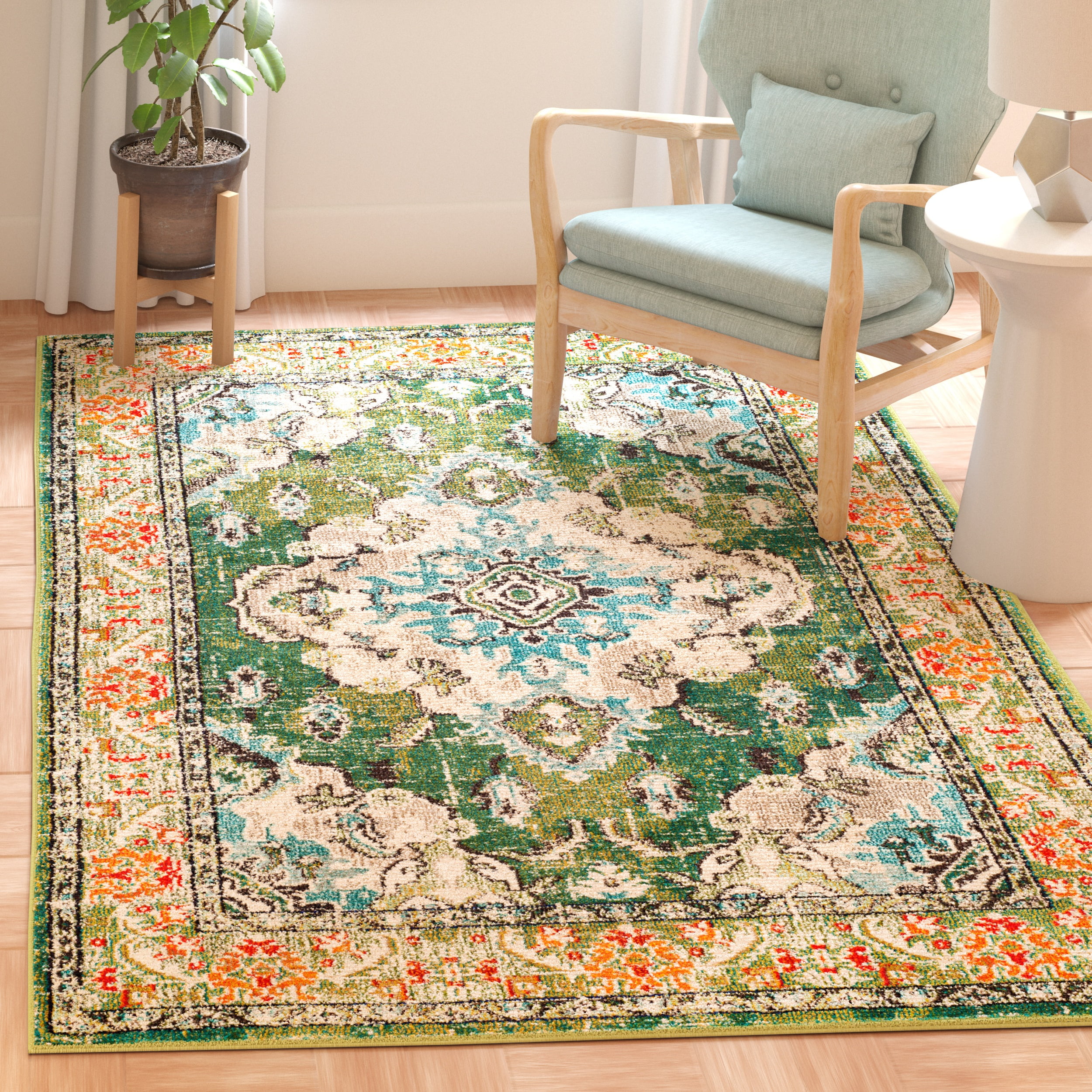 Safavieh Monaco Toria Oriental Area Rug, Forest Green/Light Blue, 6' x 8'