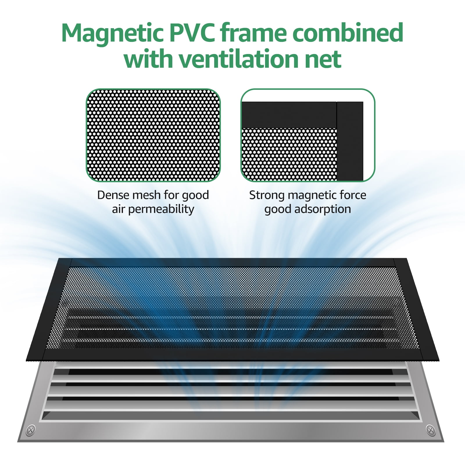 8 Pack Magnetic Mesh Floor Vent Covers 10x4 Inch Rectangle Vent Screens Filter for Home Floor Wall Ceiling Dust Catch Hair Toys Black