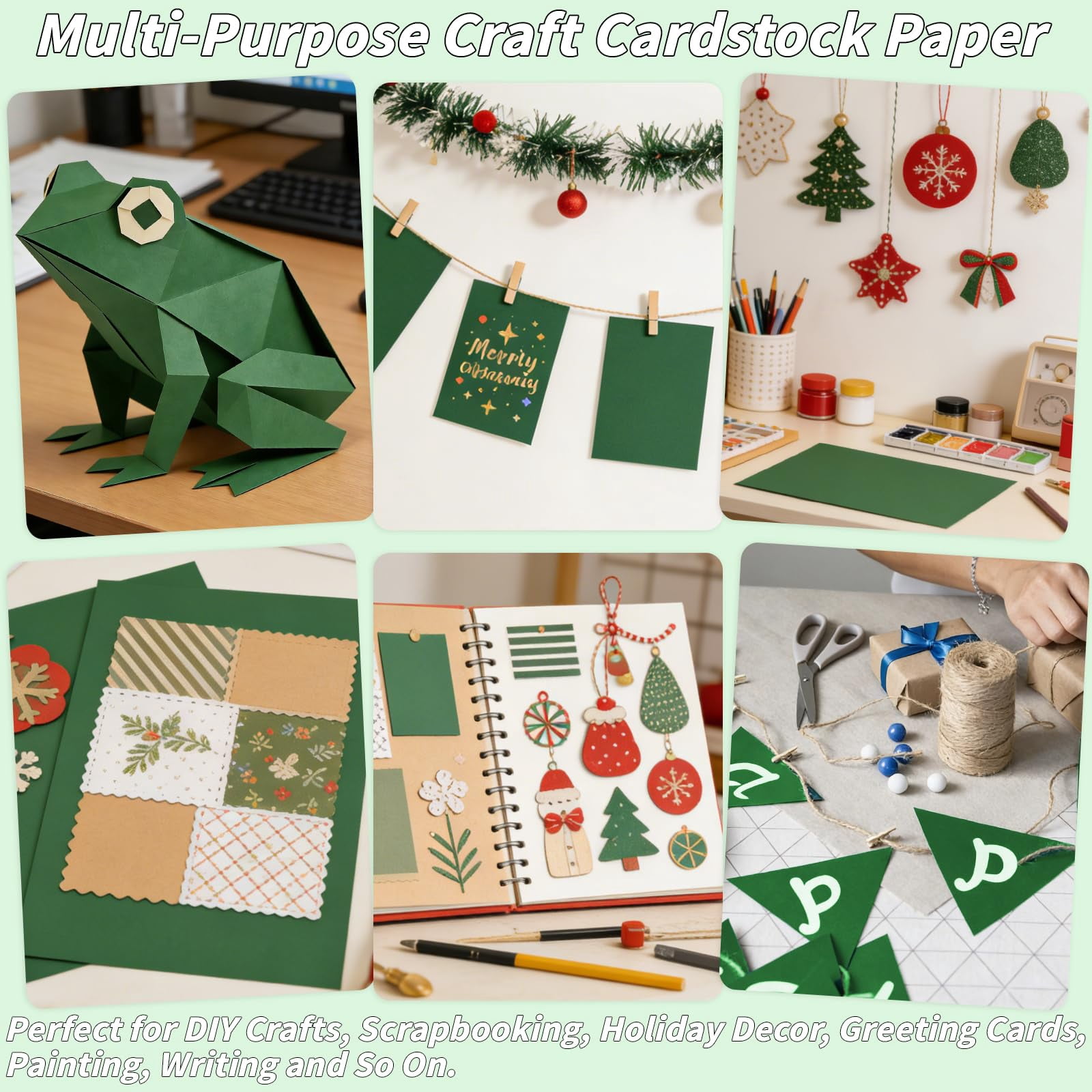 Dark Green Cardstock Paper 8.5'' X 11''  100 Sheets 180gsm/65 Lb Printer Cover Card Stock Construction For Making Printing Craft Drawing Scrapbooking School Supplies