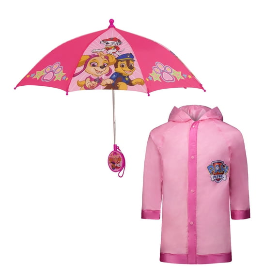 Nickelodeon Kids Umbrella and Slicker, Paw Patrol Toddler Girl Rain Wear Set, for Ages 2-3