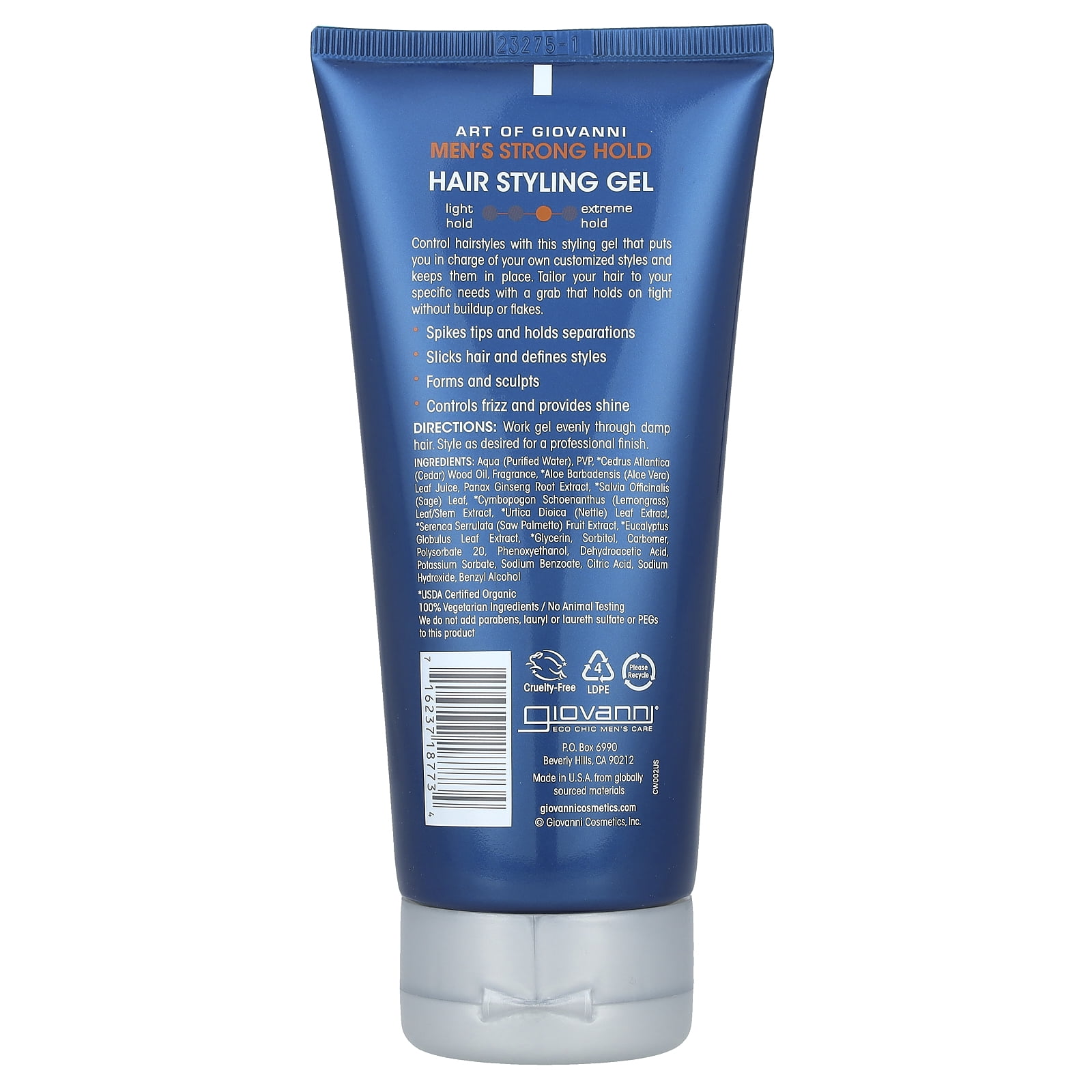 Giovanni Hair Styling Gel 6.8 fl oz, Strong Hold with Natural