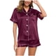 thumbnail image 5 of Conjunto de pijama de seda para mujer: top de satén con botones y pantalones cortos, ropa de estar por casa suave, ideal para las noches de verano y para relajarse de forma informal., 5 of 7
