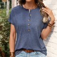 thumbnail image 5 of Cathalem Hauts pour Femmes Coupe Ample Col Rond Manches Courtes Blouse d'Été Décontractée 2024 Y2K Tee Tops, Bleu G, 5 of 5