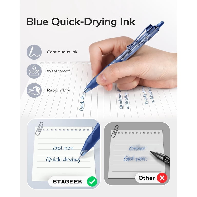 STAGEEK 12-Pack Blue Gel Pens, 0.5mm Fine Point photo 3