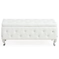 thumbnail image 2 of Monique Rectangular Faux Leather Upholstered/Metal Storage Ottoman in White, 2 of 5