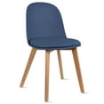 thumbnail image 5 of Set of 2 Armless Plastic Dining Chair Wood Legs for Dining Room Plastic Molded Seat With Cushion, Blue, 5 of 12