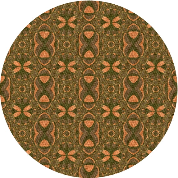 Ahgly Company Machine Washable Indoor Round Transitional Dark Bronze Brown Area Rugs, 6' Round