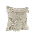 thumbnail image 6 of LR Home Xavia 20" x 20" Ivory Textured Fringe Cotton Blend Decorative Throw Pillow, 6 of 8
