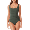 ANNE COLE Island Green Live In Color Square Neck One-Piece Swimsuit, US 12, NWOT