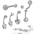 thumbnail image 2 of (Plata 7 piezas) Piercing de ombligo de acero inoxidable anillos de ombligo joyería del cuerpo para mujeres, 2 of 4