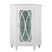 Elegant Home Fashions Florence Wooden Corner Floor Cabinet, White