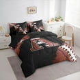 thumbnail image 3 of Manfei Letter A Monogrammed 7-Piece Twin Bedding Sets,Rugby Game Bedding Comforter Set,Brown Black Sheet Sets For Boy,Microfiber Room Decorative Reversible, 3 of 8