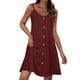 thumbnail image 1 of Vestidos de Verano Casual sin Mangas para las Mujeres Cuello Redondo Sólido Playa Boho Mini Vestidos de Sol, Poliéster, 1 of 7