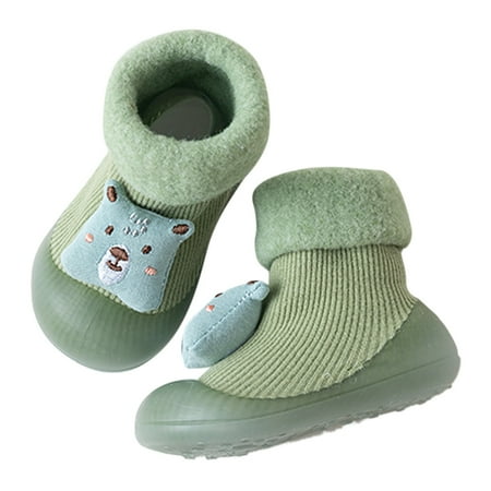 

yinguo children anti slip shoes baby girl cotton non slip floor socks baby boy rubber sole cartoon indoor socks shoes green 24