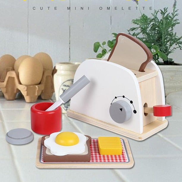 Coriver – Grille-pain En Bois Pour Enfant – Set De 9 Pièces – Pain, Beurre, œuf, Confiture – Jeu D’imitation Dès 3 Ans – Peinture Non Toxique