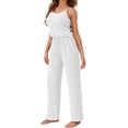 thumbnail image 2 of Women 3 Piece Lounge Sets Long Sleeve Cardigan & Crop Top & Wide Leg Pants Loungewear Set, 2 of 4