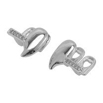 Unique Bargains 1 Set Fake Grills Hip Hop Style Left and Right Teeth Grillz Silver Tone