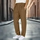 thumbnail image 1 of Ceisia Men's Solid Color Cotton-Linen-Like Double Pleated Casual Pants, Loose Straight Leg Trousers for Men Coffee L Gifts, 1 of 6