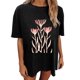 thumbnail image 5 of Fiudx Camisas de Mujer Camisetas Informales con Estampado de Flores para Mujer, Camisetas Extragrandes de Manga Corta, 5 of 7