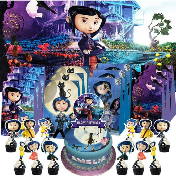Coraline Treat Bags Candy Decorations Party Favor Supplies Birthday Cake Topper Backdrop Banner