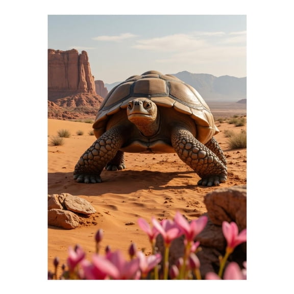 Diamond Art Kit for Adults, Tortoise Desert Landscape Flowers Diamond Painting for Adults Beginners, DIY Diamond Art Painting Kits, 5D Diamond Painting Crafts for Home Decor 12x16 Frameless