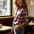 thumbnail image 6 of Asxite Womens Summer Tops Casual Fashion Print Lapel Collar Button Down Breathable Long Sleeve Shirts, 6 of 7