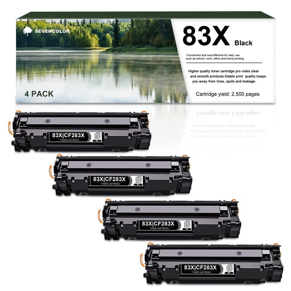 83X Black High-Yield Toner Cartridge-Compatible CF283X Replacement for HP M201 M201dw M201n Printers Toner, 4 Pack