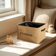 thumbnail image 5 of Beautynvta Foldable Storage Bin, Linen Fabric Storage Basket with Handles for Home, Office, Closet, 16x13x10.2 Inch, 5 of 6