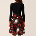thumbnail image 5 of Halloween Hepburn Dresses for Women Spider Webeb Bat Long Sleeve Funny Hepburn Dress Ghost Pumpkin Crew Neck Spooky Hepburn Dresses, 5XL, 5 of 6