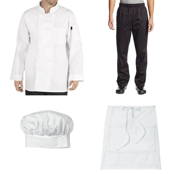 Student Chef Bundle Pack Includes Chef Coat, Pants, Hat & Apron