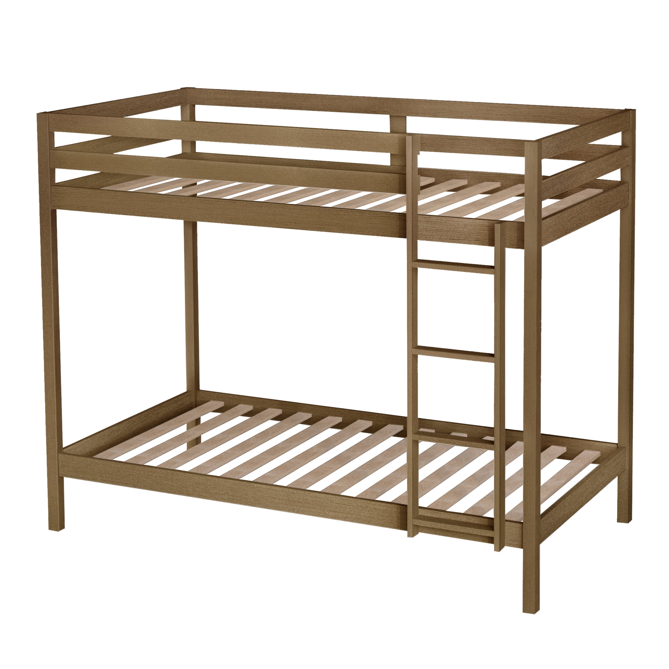 Castle Place Modern Twin over Twin Wooden Bunk Bed, Light Oak