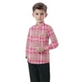 thumbnail image 4 of Auroural Boys Button Down Shirts Size 7-8 Long Sleeve Toddler Kids Kids Boys Girl Fashion Cute Lattice Pocket Print Long Sleeves Casual School Uniform Top Shirt Pink 7 Years, 4 of 7