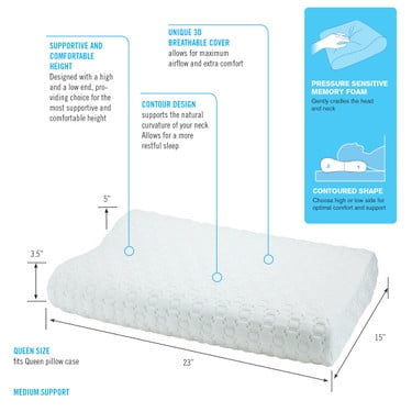 Obusforme Comfort Sleep Cervical Contoured Support Memory Foam Pillow