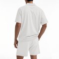 thumbnail image 4 of FRSASU Men's 2 Piece Sweatsuits Outfits Jacquard Checkerboard Short Sleeve Zip Polo Shirt Sweatshirt Joggers Sweatshorts Tracksuit Set White, 4 of 7