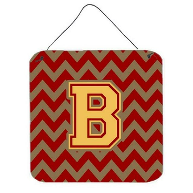 Letter B Chevron Garnet & Gold Wall or Door Hanging Prints