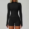 thumbnail image 2 of 2026 New Workout Jackets for Woman Lightweight Athletic Full Zip Running Jacket Cropped Jackets Slim With Thumb Holes(Black,XL), 2 of 4