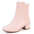 thumbnail image 1 of Botas para niña PANDANINJIA Alyssa rosa con punta cuadrada y tacón bajo, 1 of 8