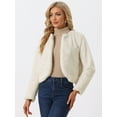 thumbnail image 4 of DARING DIVA Women's Formal Bolero Shrug Cropped Faux Fur Jacket XS Beige, 4 of 6