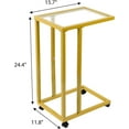 thumbnail image 2 of C-Shaped End Table Set of 2, Tempered Glass Couch Table with Metal Frame, Gold for Living Room Bedroom, 2 of 6