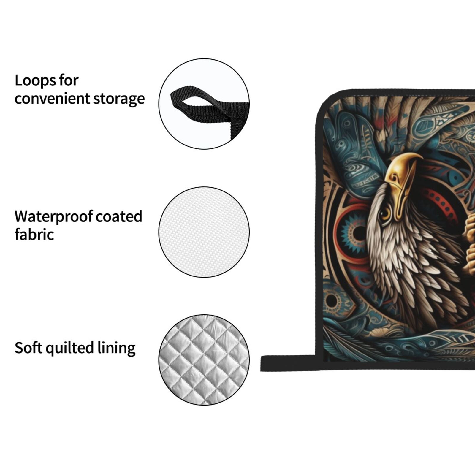 Tribal Native Eagle Symbols Black 4Pcs Oven Mitts and Pot Holders Sets Oven Kitchen Gloves Hot Pads for Cooking BBQ Baking Grilling