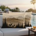 thumbnail image 4 of Black Forest Outdoor Waterproof Pillow Covers, Deer Silhouettes Foggy Grey Pine Tree Decorative Rectangle Throw Pillowcase Sofa Cushion Sham for Patio/Couch/Chair, 20"x12" 2 Pack, 4 of 8