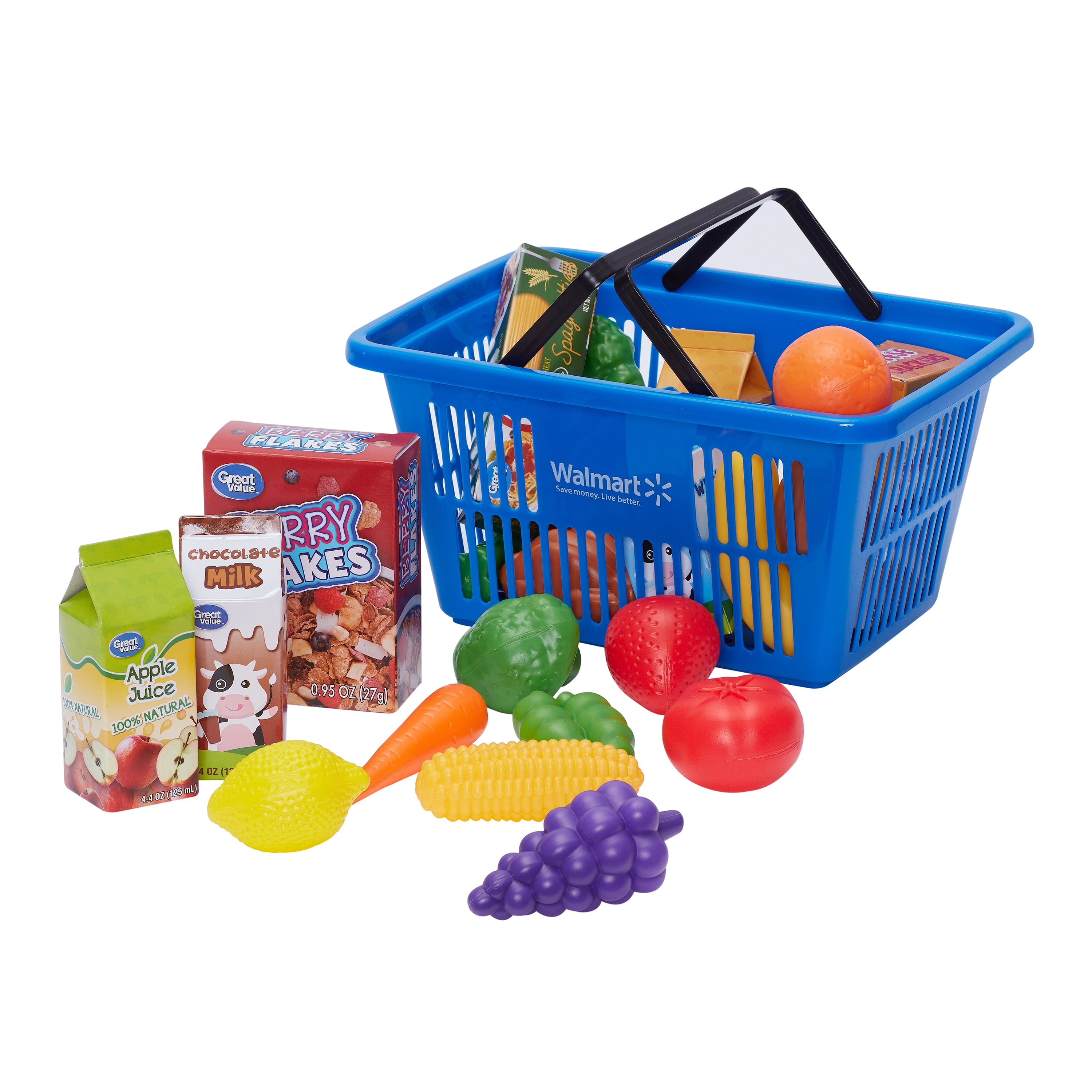 Kids Shopping Trolley Cart Creative Role Play Plastic Fruit Food Fun Xmas Gift 