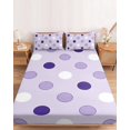 thumbnail image 2 of Queen Size Fitted Sheet Set - Lavender Polka Dot 3 Piece Bedding Sets 16" Deep Pocket Fitted Sheet with 2 Pillowcases, Modern Minimalist Dots Pattern Brushed Microfiber Hotel Luxury Bed Sheets, 2 of 9