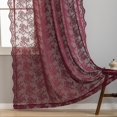 thumbnail image 3 of Cortinas YJ YANJUN de encaje rojo vino, 229 x 132 cm, 2 paneles florales, 3 of 5